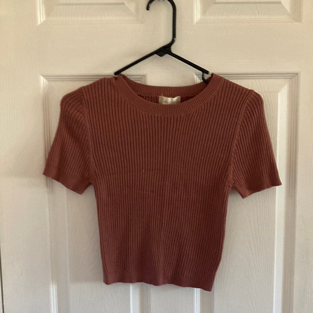 Altar’d State Henna Colored Cropped Ribbed Tee Women’s Medium Brand New